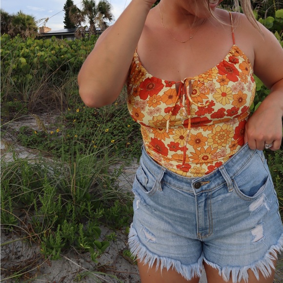 FLORA ONE-PIECE SWIMSUIT (retro flowers) boutique swimsuit brand - Picture 11 of 14